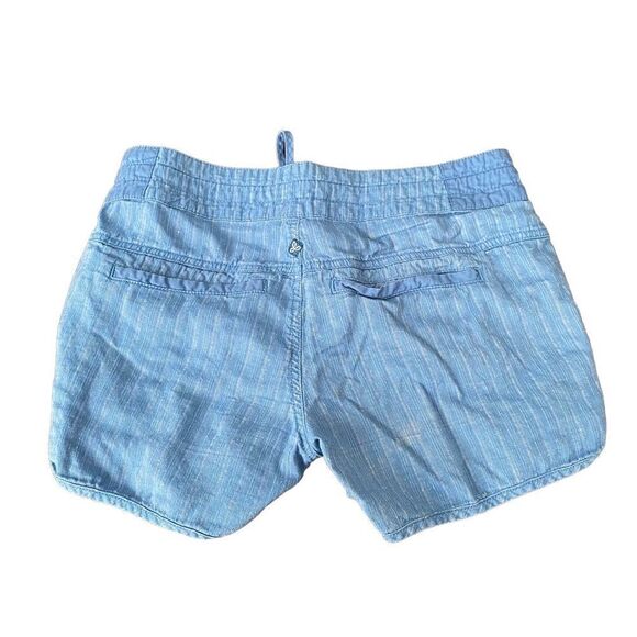 Prana Retro Vinia Shorts Sunwashed Blue Striped Organic Cotton Hemp Beach… - Picture 2 of 5